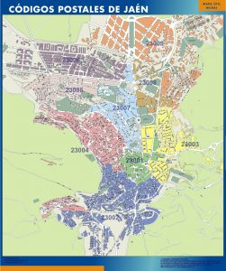 Jaen códigos postales enmarcado plastificado