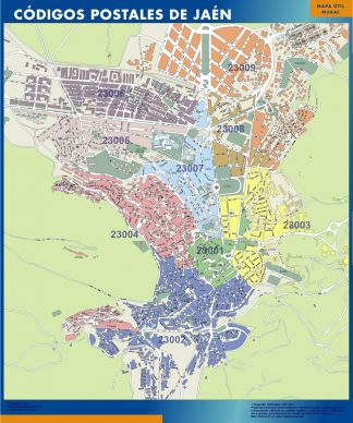 Jaen códigos postales enmarcado plastificado