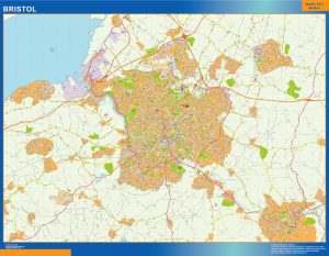 Mapa Bristol enmarcado plastificado