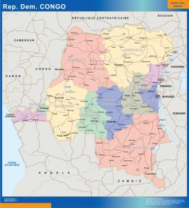 Mapa Congo enmarcado plastificado