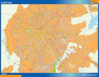 Mapa Curitiba Brasil enmarcado plastificado