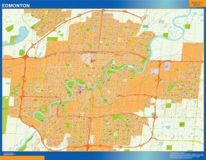 Mapa Edmonton en Canada enmarcado plastificado
