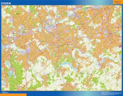 Mapa Essen en Alemania enmarcado plastificado