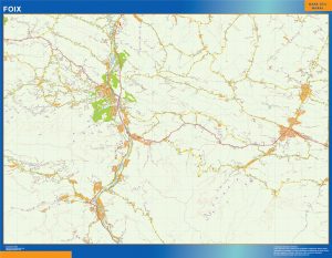 Mapa Foix en Francia enmarcado plastificado