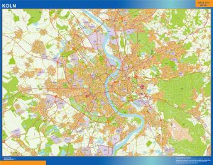Mapa Koln en Alemania enmarcado plastificado