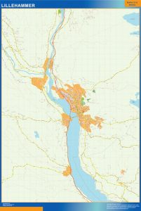 Mapa Lillehammer en Noruega enmarcado plastificado