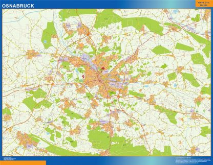 Mapa Osnabruck en Alemania enmarcado plastificado
