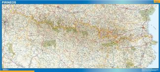 Mapa Pirineos enmarcado plastificado