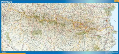 Mapa Pirineos enmarcado plastificado