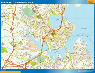 Mapa Portland downtown enmarcado plastificado