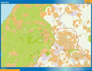 Mapa Sintra en Portugal enmarcado plastificado