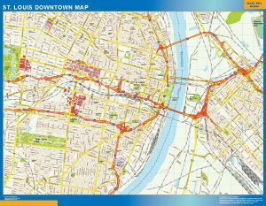 Mapa St Louis downtown enmarcado plastificado
