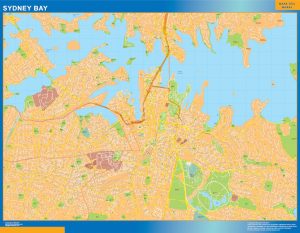 Mapa Sydney Bay Australia enmarcado plastificado