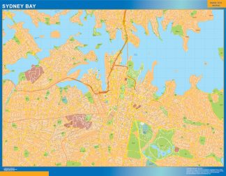 Mapa Sydney Bay Australia enmarcado plastificado