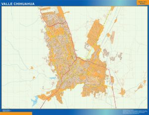 Mapa Valle Chihuahua en Mexico enmarcado plastificado