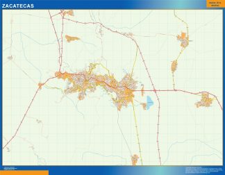 Mapa Zacatecas en Mexico enmarcado plastificado
