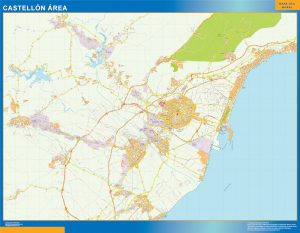 Mapa carreteras Castellon Area enmarcado plastificado
