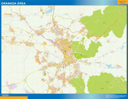 Mapa carreteras Granada Area enmarcado plastificado