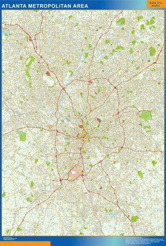 Mapa de Atlanta enmarcado plastificado