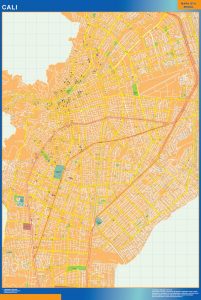 Mapa de Cali en Colombia enmarcado plastificado