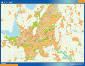 Mapa de Krivoy Rog en Ucrania enmarcado plastificado