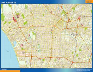 Mapa de Los Angeles enmarcado plastificado