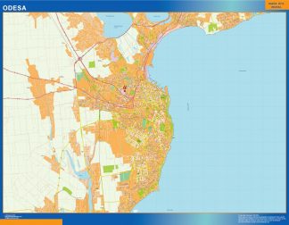 Mapa de Odesa en Ucrania enmarcado plastificado