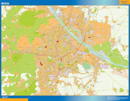 Mapa de Viena en Austria enmarcado plastificado