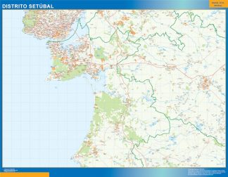 Mapa distrito Setubal enmarcado plastificado