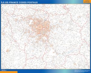 Mapa región Ile de France postal enmarcado plastificado