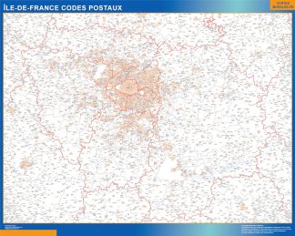 Mapa región Ile de France postal enmarcado plastificado