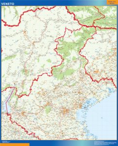 Mapa región Veneto enmarcado plastificado