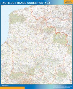 Región Hauts de France codigos postales enmarcado plastificado